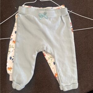 Baby Girl Pants Bundle 3–6 Months Floral & Mint Cotton Leggings (2-Pack)